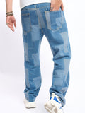 Men's Casual Patch Loose Fit Wide Leg Jeans