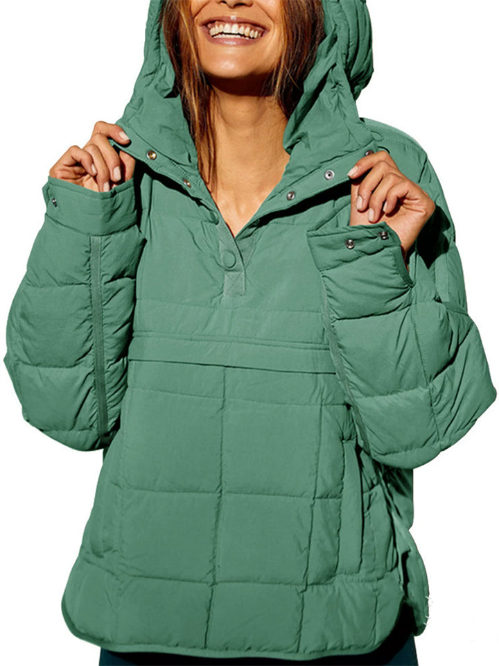 Women's Casual Solid Color Pockets Pullover Hooded Coats