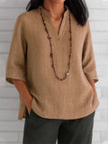Summer Women's Solid Color Casual V Neck Shirts