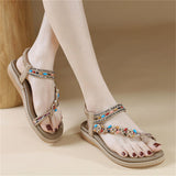 Flower Decoration Toe Ring Flat Travel Beach Sandals for Women