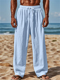 Comfy Men's Linen Solid Color Drawstring Pants
