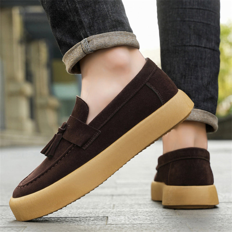 Men's Solid Color Suede Slip Ons Loafers Flats Shoes