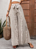 Summer Women's Patchwork Tie-waist Wide Leg Pants