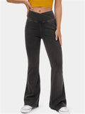 Women's Solid Color Fitted High Stretch Flared Pants