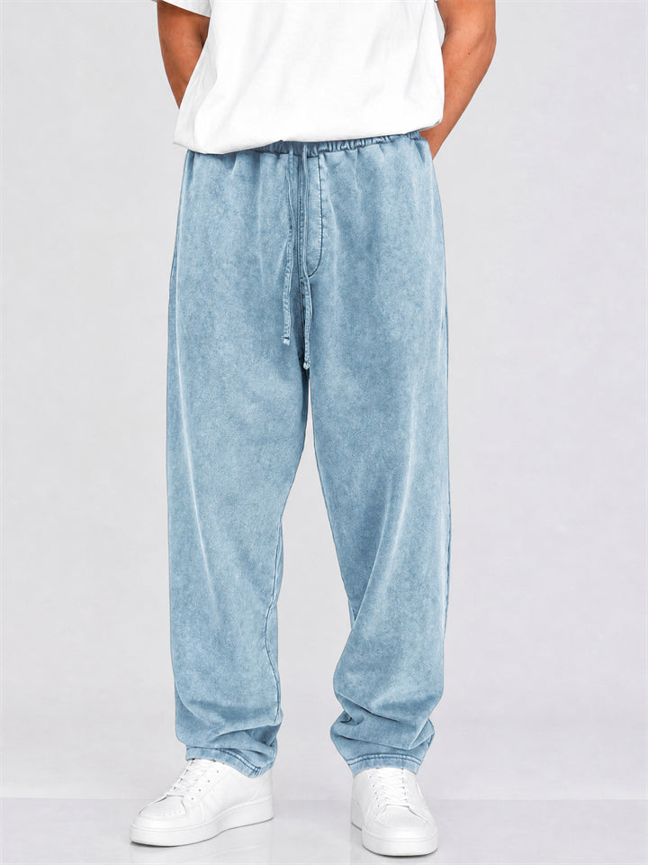 Mens Distressed Loose Fit Drawstring Pants Casual Sweatpants