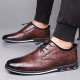 Men's Faux Leather Casual British Style Lace Up Flats Shoes