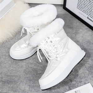 Artificial Fur High-top Women's Casual Lace-up Waterproof Snow Boots