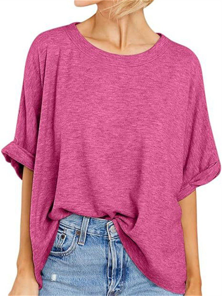 Summer Candy Color Women's Round Neck Short Sleeve T-shirt