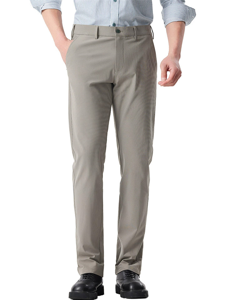 Men's Comfy Elastic Material Straight Leg Fitted Suit Pants