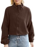 Women's Sports Style Stand Collar Zipper Short Sweatshirt