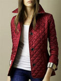 Women's Trendy Solid Color Lapel Single Breasted Quilted Coat