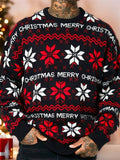 Men's Autumn Merry Christmas Jacquard Dropped Shoulder Sweaters