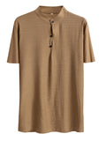 Summer Vintage Casual Short Sleeve Henley Shirt for Men