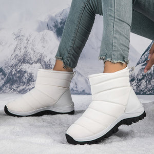 Autumn Winter Thickened Fur-lined Women's Mid-calf Snow Boots