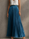 Women High Waisted  A Line Flowy Pleated Maxi Skirts