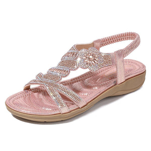 Women's Floral Rhinestone Flat Gorgeous Summer Sandals