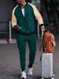 Men's Spring Autumn Long Sleeve Zipper Sports Jacket and Trouser Sets