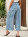 Summer Striped High Waist Wide Leg Casual Pants for Women‌