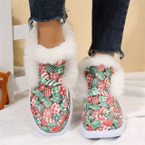 Winter Warm Plush Christmas Shoes Ankle Snow Boots for Women