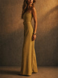 Women Stylish Square Neck Belted Wide Leg Jumpsuit