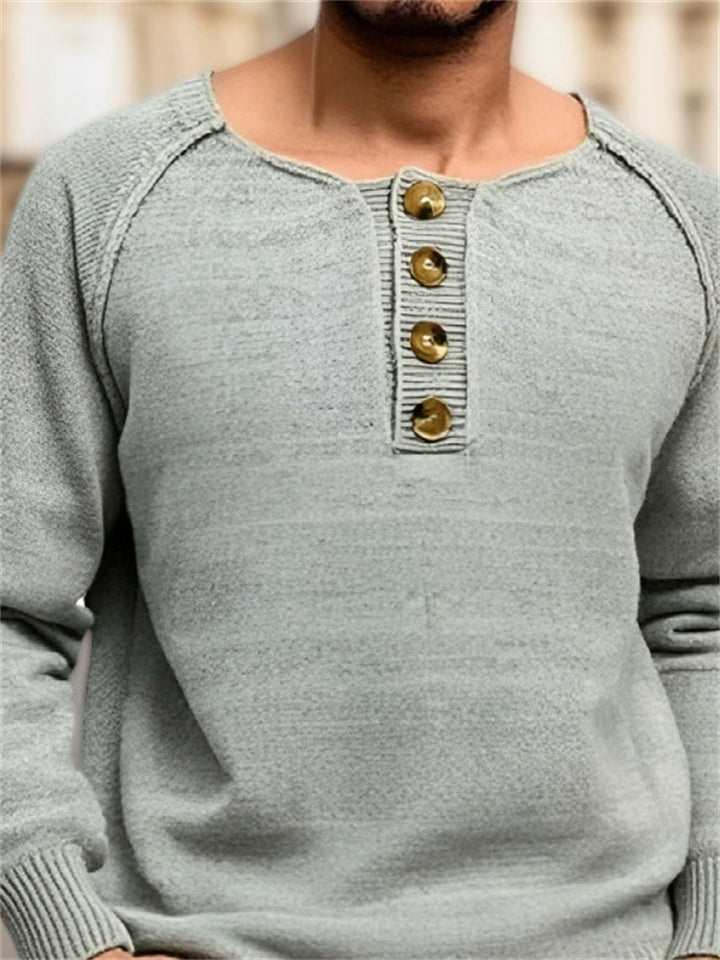 Men's Autumn Urban Style Gray Solid Color Long Sleeve Sweaters
