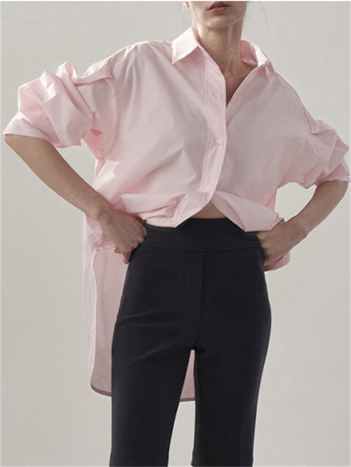 Women's Elegant Cotton Long Sleeve Oversize Casual Office Fashion Blouses
