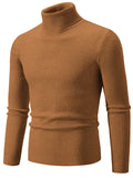Men's Soft Simple Slim Fit High Neck Ribbed Knit Sweaters
