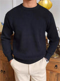 Men's Casual Simple Loose Fit Round Neck Knitted Sweaters
