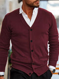 Men's V-Neck Button-Up Long Sleeve Casual Loose Fit Cardigan‌ Sweaters