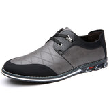 Men's Casual Contrast Color Faux Leather Flats Lace Up Shoes