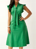Women's Trendy Solid Color Short Sleeve Big Hem Dress