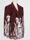 Ladies Long Sleeve Single Breasted Bronzing Print Suit Coat