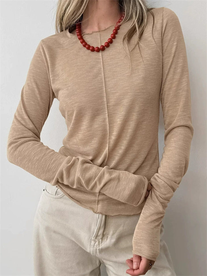 Women's Simple Style Autumn Round Neck Long Sleeve Undershirts