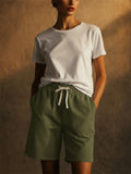 Women Summer Drawstring Elastic Waist Bermuda Beach Shorts