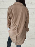 Ladies Single Breasted Leisure Pocket Corduroy Coats