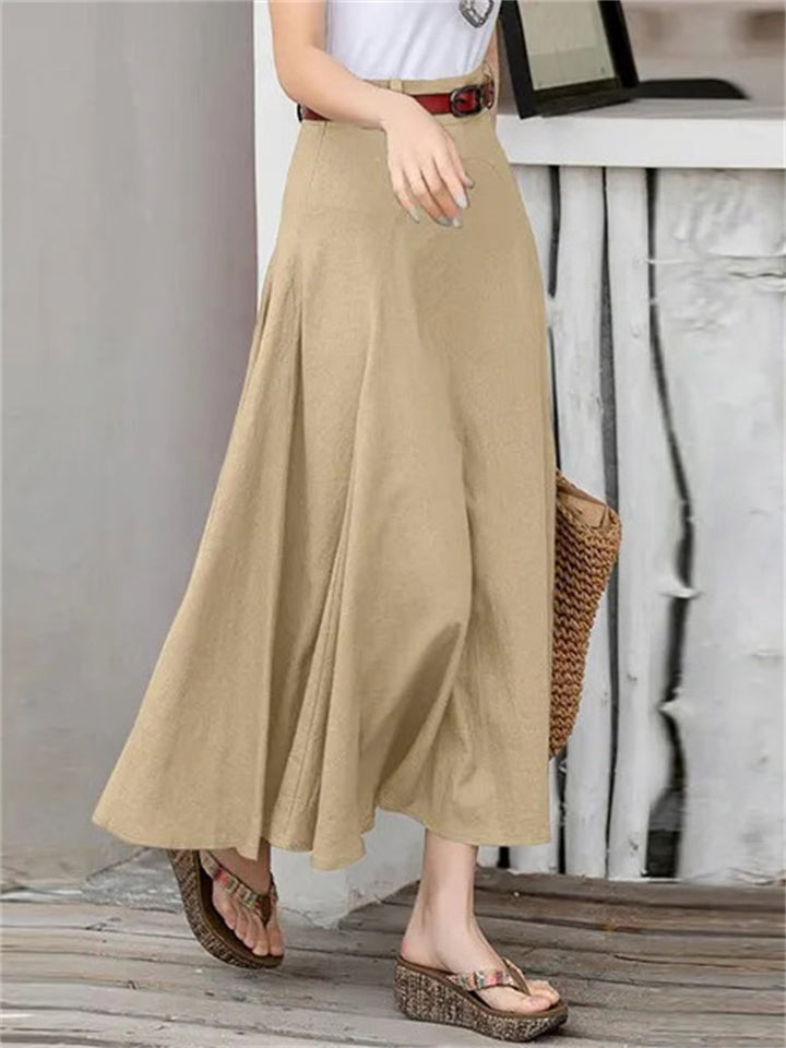 Women's Vintage High Waist All Match Loose A-line Skirt