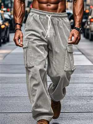 Men's Vintage Corduroy Multi-Pocket Cargo Pants for Autumn