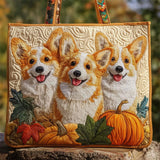 Corgi Dog Patchwork Canvas Tote Bag