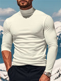 Men's Solid Color Comfy Semi High Neck Shirt