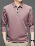 Men's Simple Solid Color Long Sleeve Polo Shirts