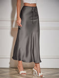 Women's Solid Color Drawstring A-Line Satin Skirts
