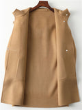 Women's Casual Solid Color Pockets Single Breasted Hooded Coats