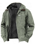 ‌Men's Fleece Lined Hooded Coat Warm Winter Outwear