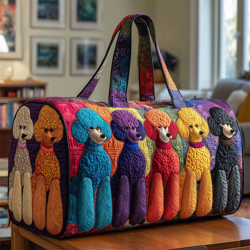 Color Block Poodle Dog Patchwork Duffle Bag