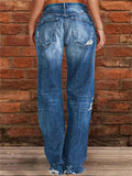 Slim Fit Skinny Ripped Flared Jeans for Ladies