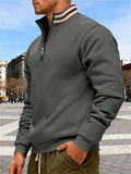 Men's Half-Zip Stand Collar Sweatshirts Warm Casual Outdoor Sports Top