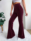 Women's Stylish Elastic Waist Corduroy Flared Pants
