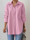 Women's OL Style Loose Fit Long Sleeve Button-Up Blouses