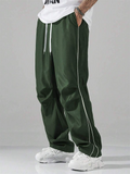 Men's High Street Retro Solid Color Sports Straight Trousers