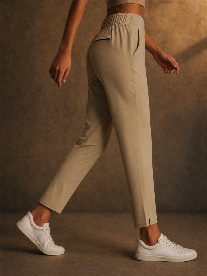 Women High Waist Lightweight Stretch Cropped Travel Pants